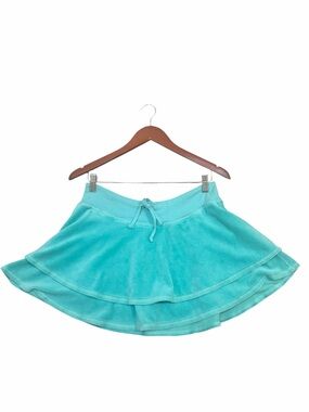 Juicy Couture Aqua Velour Tiered Mini Skort Y2K Large